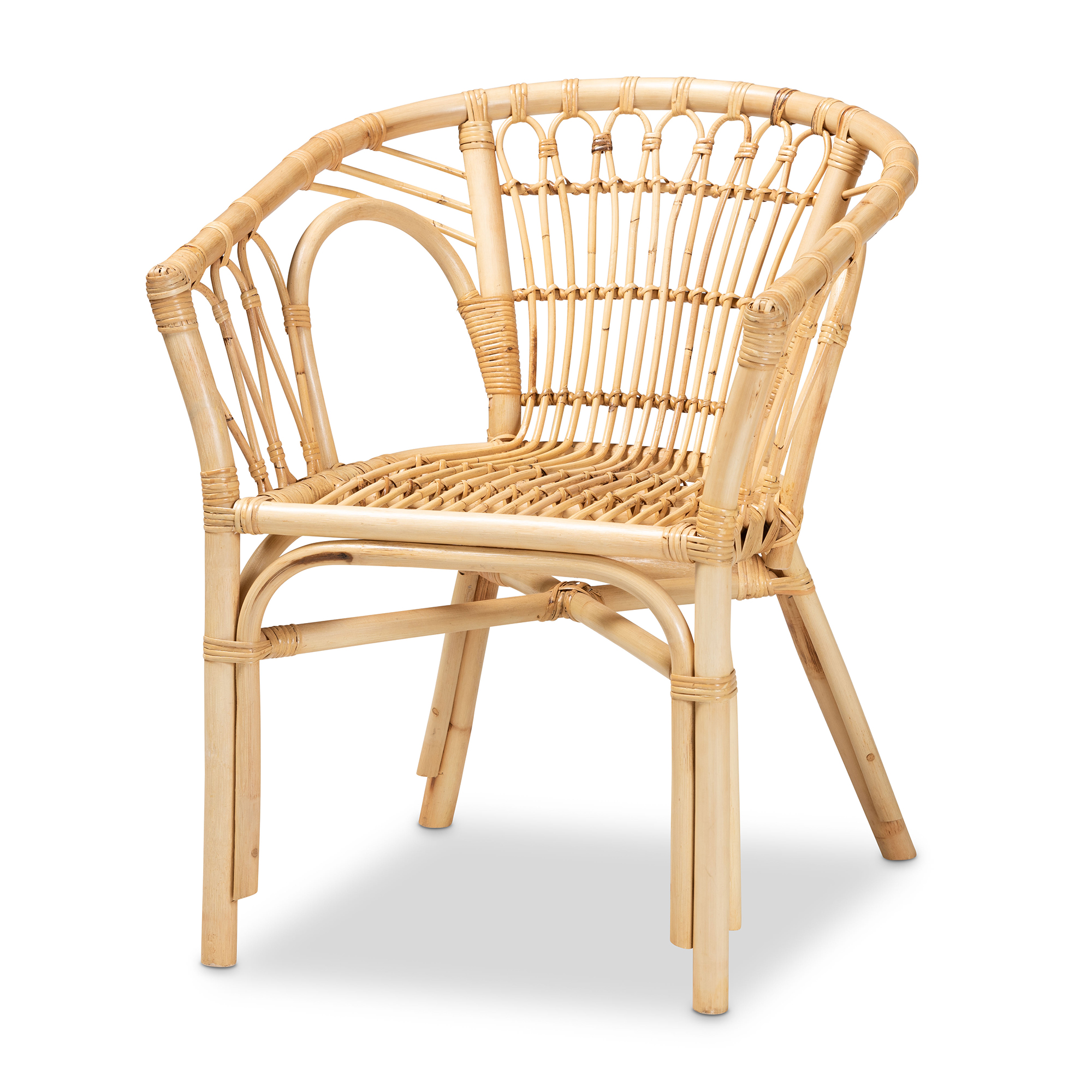 Baxton Studio Kaka Modern Bohemian Natural Brown Rattan Dining Chair